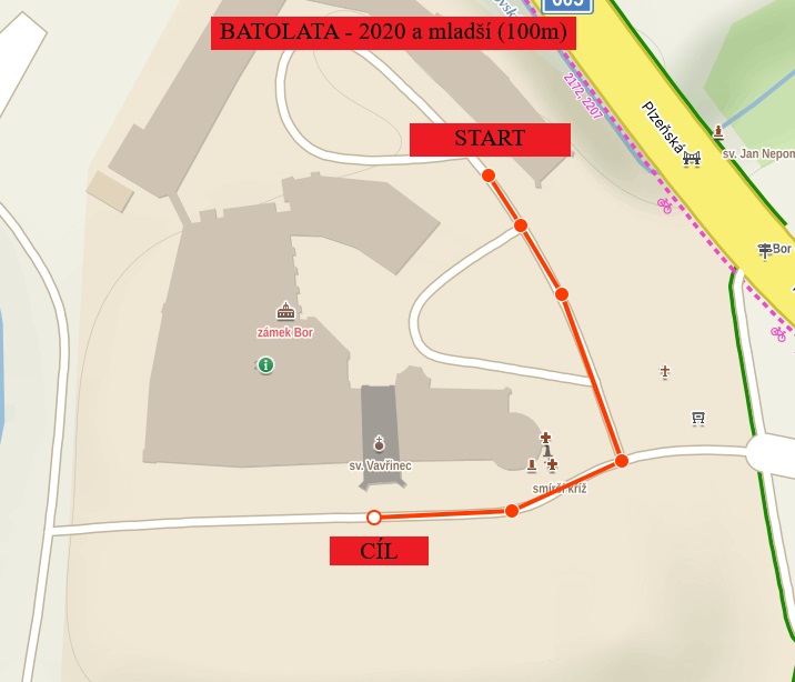 Mapa dětské trati 100 metrů