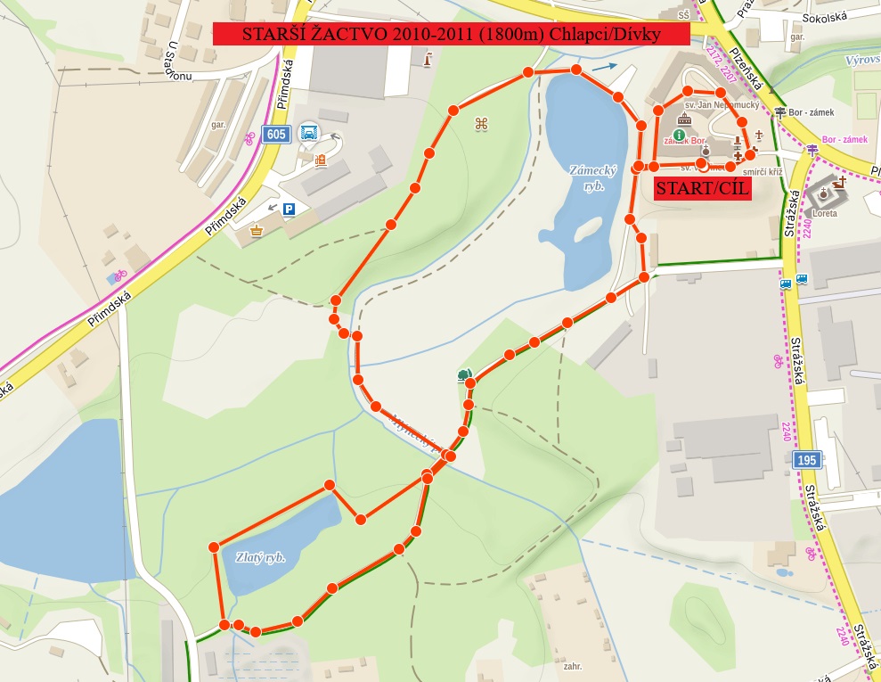 Mapa dětské trati 1 800 metrů