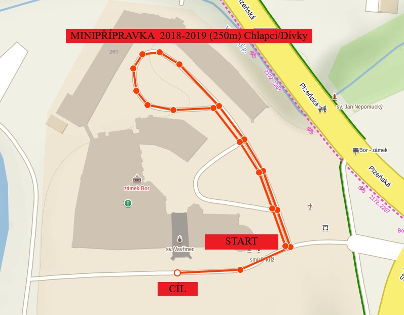 Mapa dětské trati 250 metrů