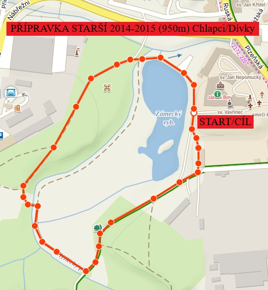 Mapa dětské trati 950 metrů